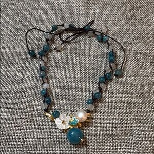 Beaded Ankle Bracelet with Floral Accents